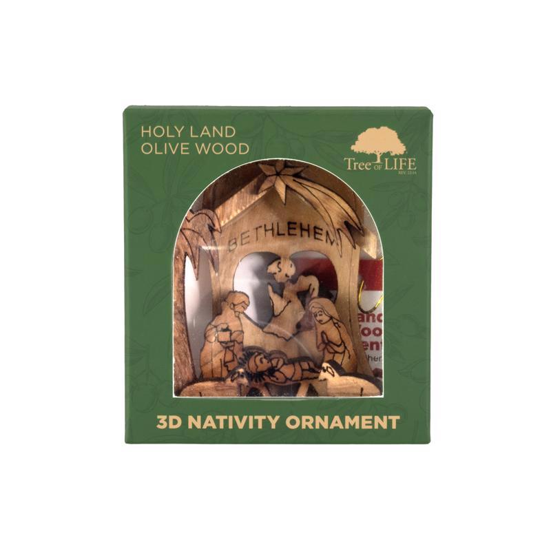 Holy Land Olive Wood Natural 3D Nativity Ornaments 3 in., Pack of 20