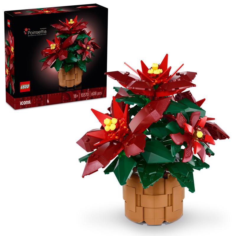 LEGO Botanicals Poinsettia Plant Building Set Multicolored 608 pc