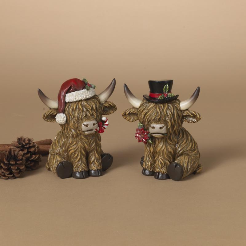 Gerson Assorted Holiday Cows Table Decor 4.33 in., Pack of 4