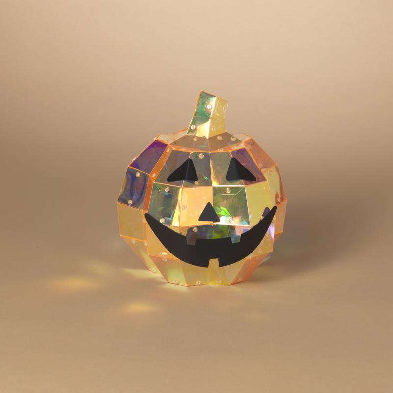 Gerson 10 in. Holographic Halloween Pumpkin Halloween Decor, Pack of 4