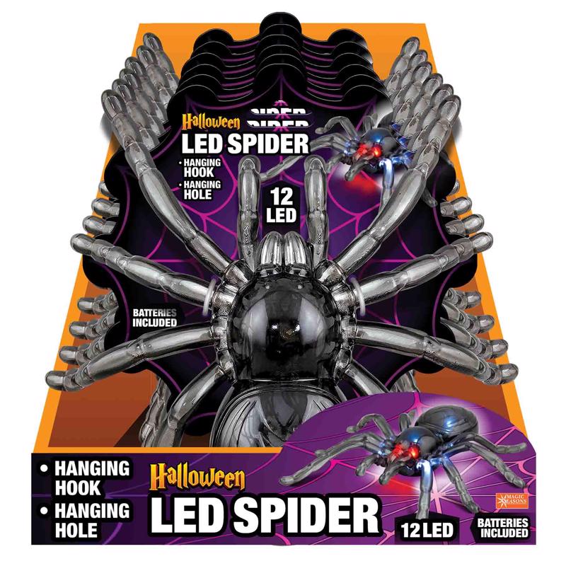 Magic Seasons Multicolored 8 in. LED Halloween Spider, Pack of 6