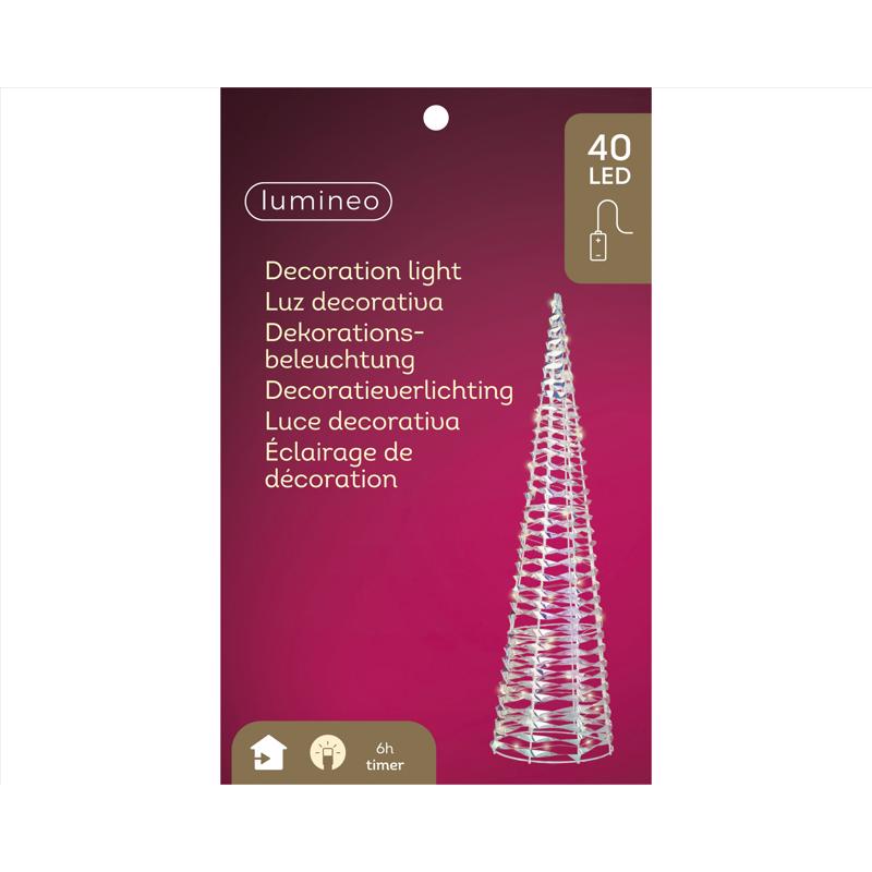 Lumineo LED Iridescent Cone tree Table Decor 3 ft., Pack of 6