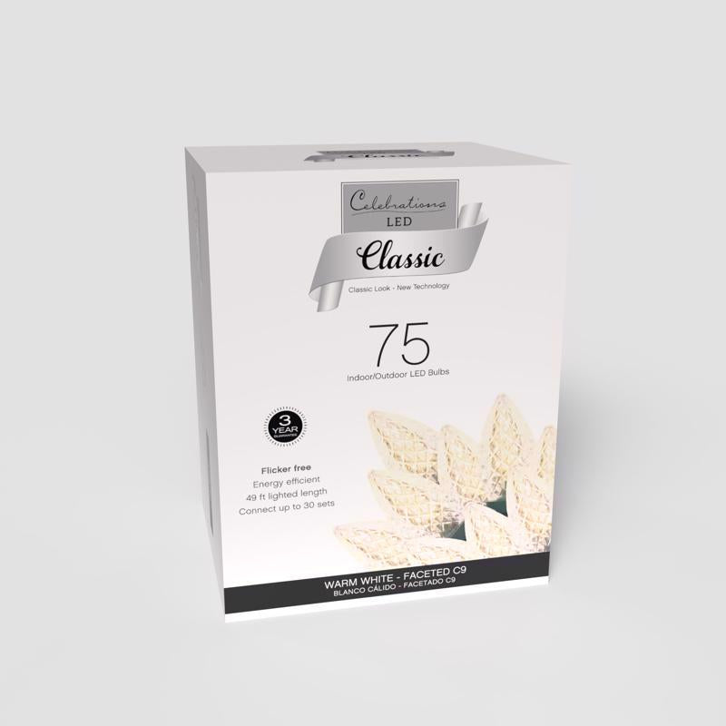 Celebrations Classic LED C9 Warm White 75 ct String Christmas Lights 49 ft.