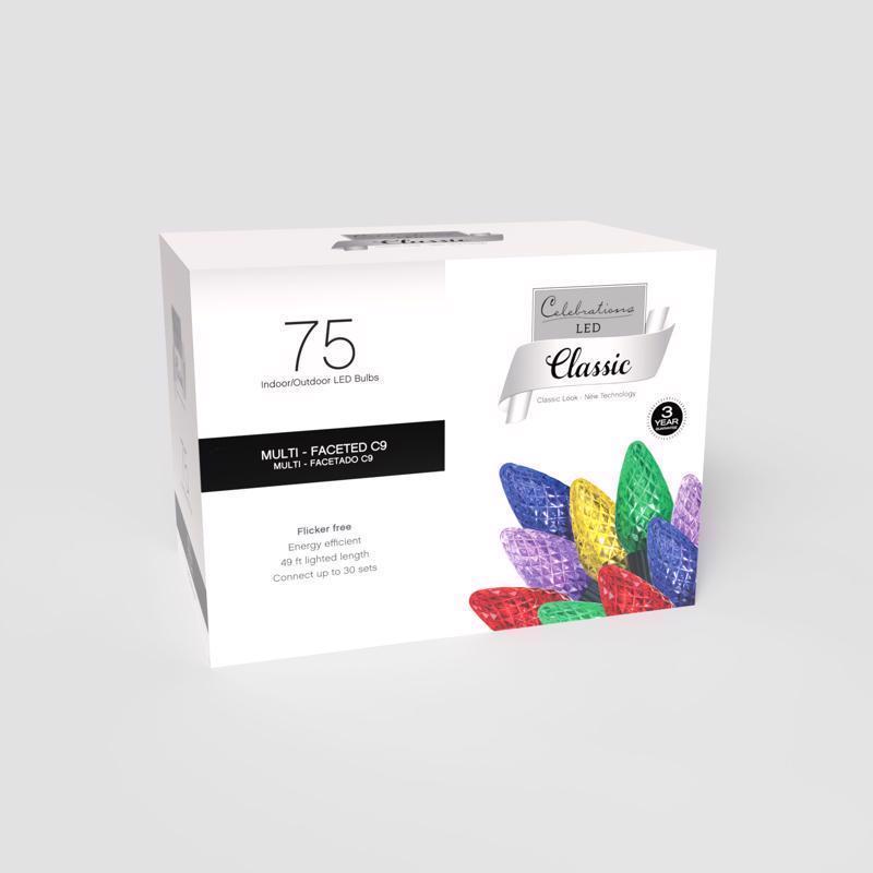 Celebrations Classic LED C9 Multicolored 75 ct String Christmas Lights 49 ft.