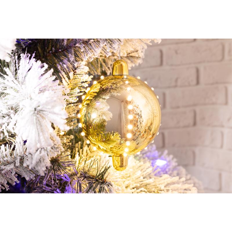 Celebrations LED Gold Snow Fall Ornament 4 in. Hanging Decor