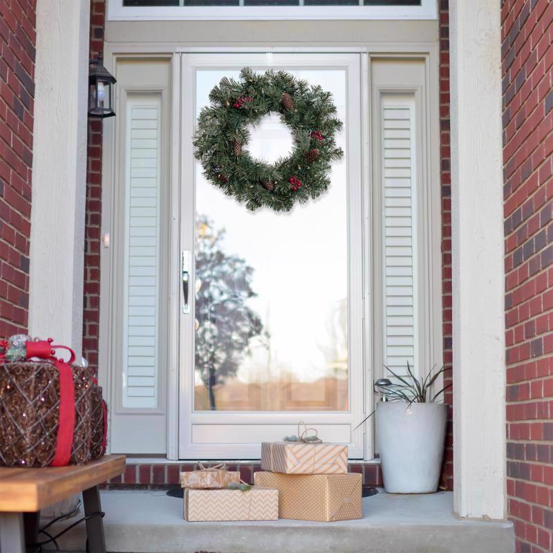 Celebrations 24 in. D LED Prelit Multicolored/Warm White Mixed Pine Rechargeable Wreath