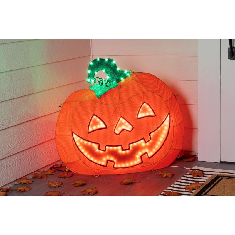 Celebrations Halloween Orange 27 in. Happy Face Lantern Halloween Decor