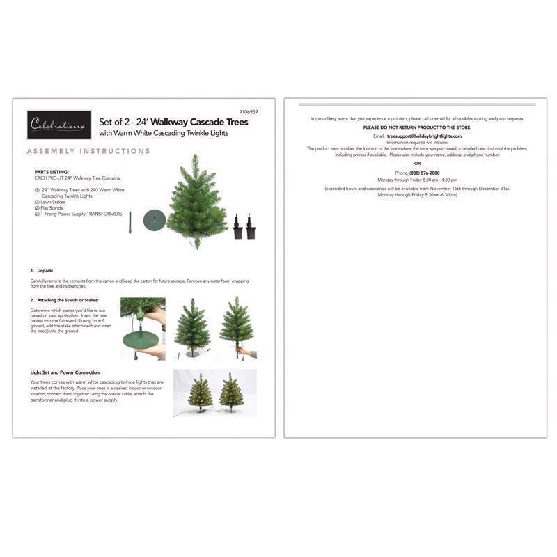 Celebrations LED Warm White Walkway Cascade 24 in. Christmas Tree