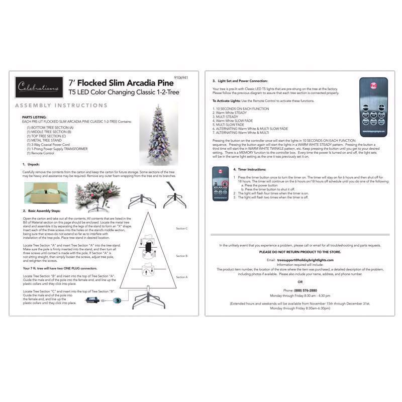 Holiday Bright Lights 7 ft. Slim LED 400 ct Arcadia Pine Color Changing Christmas Tree
