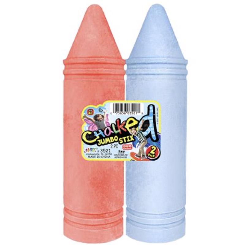 Chalked Jumbo Stix Chalk Multicolored 2 pc, Pack of 12