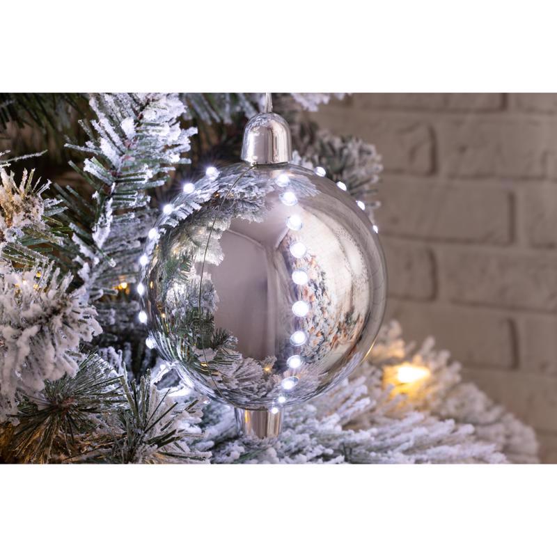Celebrations LED Silver Snow Fall Ornament 4 in. Hanging Decor