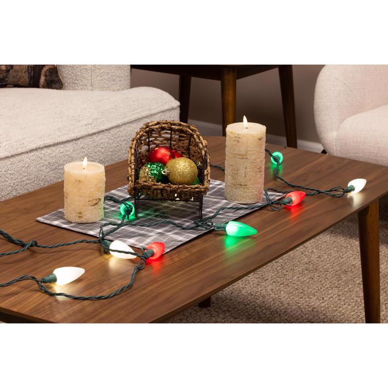 Celebrations Classic LED C9 Red/Green/Pure White 25 ct String Christmas Lights 16 ft.