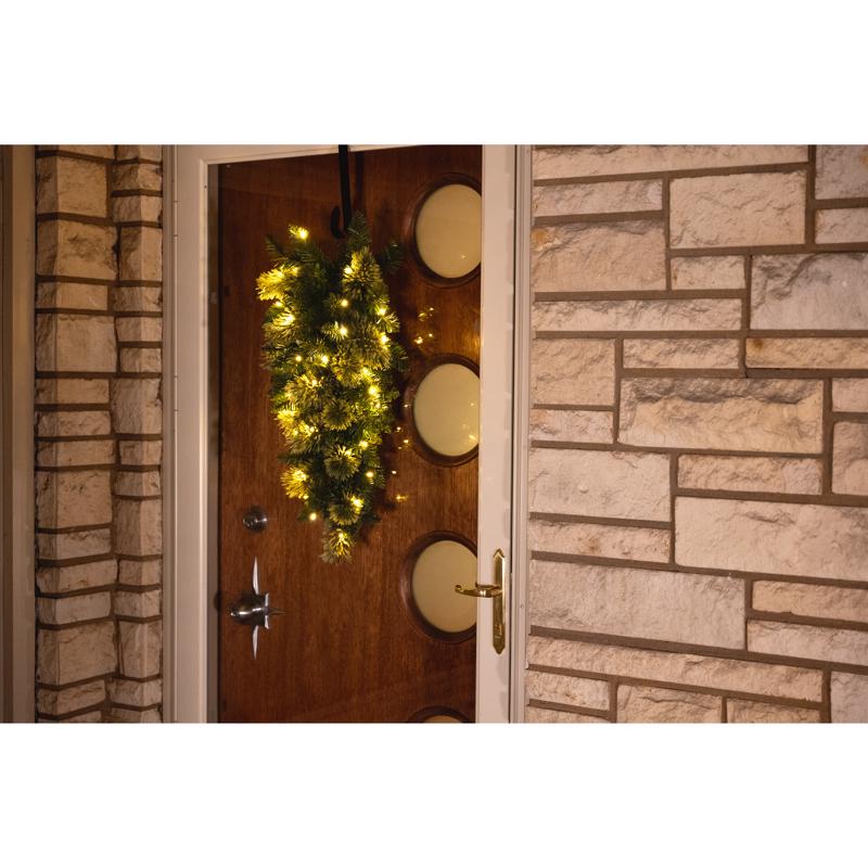 Celebrations 2 ft. L LED Prelit Multicolored/Warm White Mixed Pine Swag Teardrop Garland