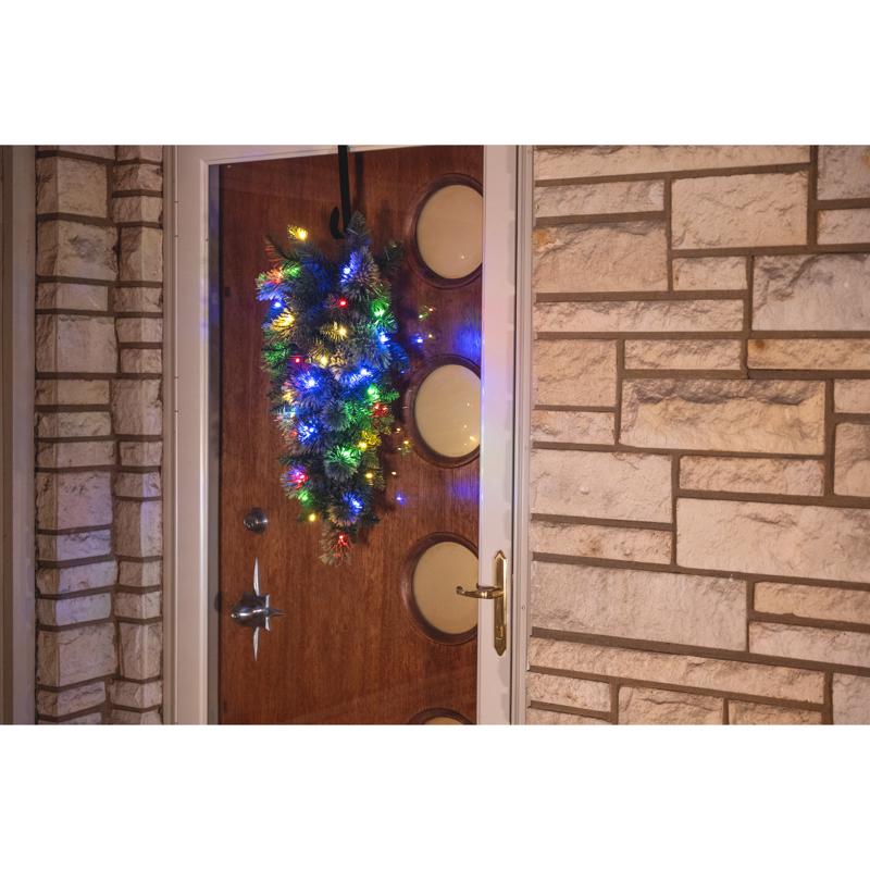 Celebrations 2 ft. L LED Prelit Multicolored/Warm White Mixed Pine Swag Teardrop Garland