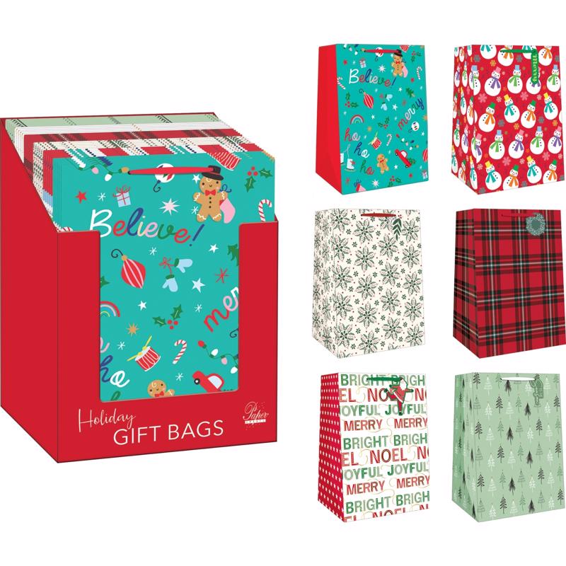 Paper Images Assorted Holiday Jumbo Gift Bag, Pack of 30