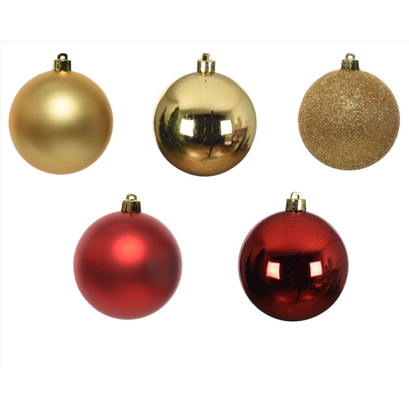 Decoris Gold/Red Assorted Shatterproof Ornaments