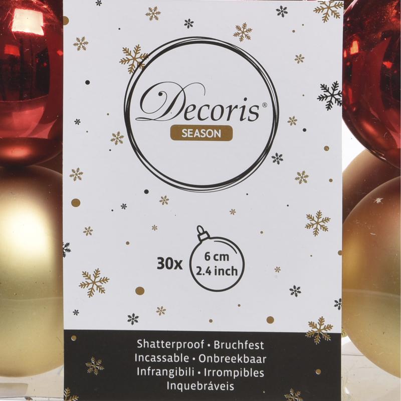 Decoris Gold/Red Assorted Shatterproof Ornaments