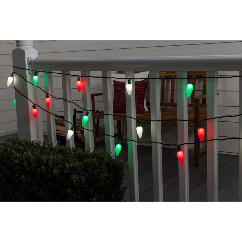 Celebrations Platinum LED C9 Red/Green/Pure White 25 ct String Christmas Lights 16 ft.