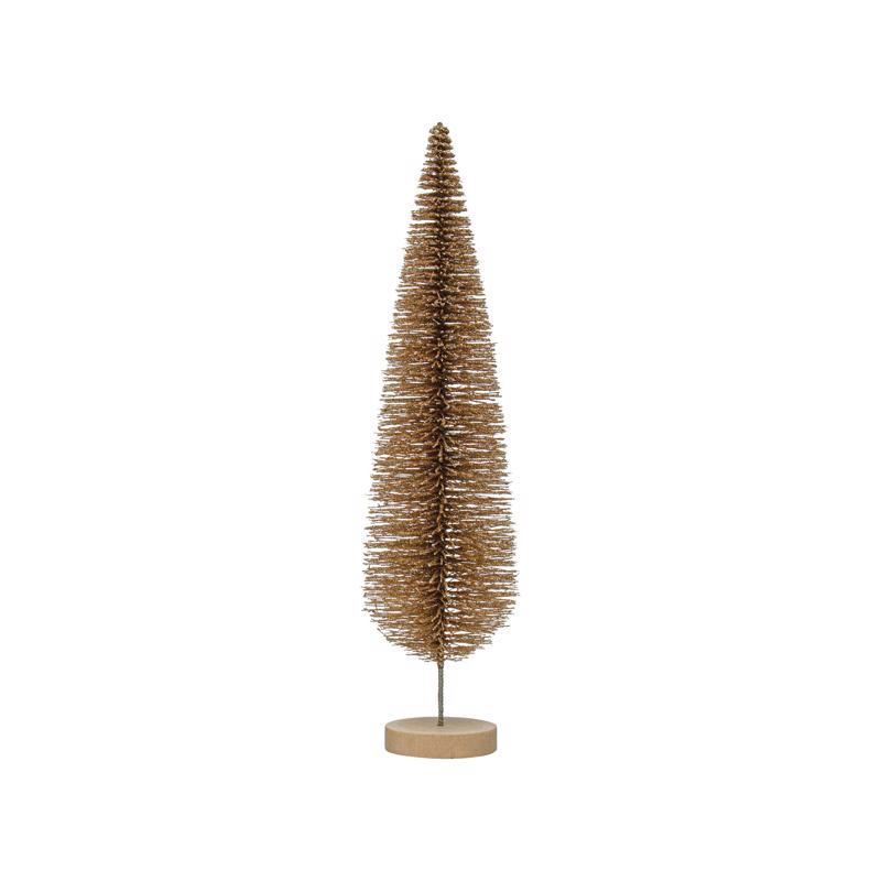 Creative Co-Op Enchanted Christmas Gold Bottle Brush Tree Table Decor 15 in., Pack of 8