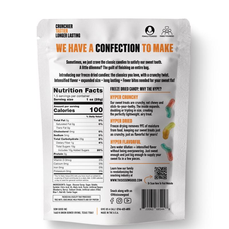 Sow Good Freeze Dried Sweet Worms Candy Bites 1.5 oz