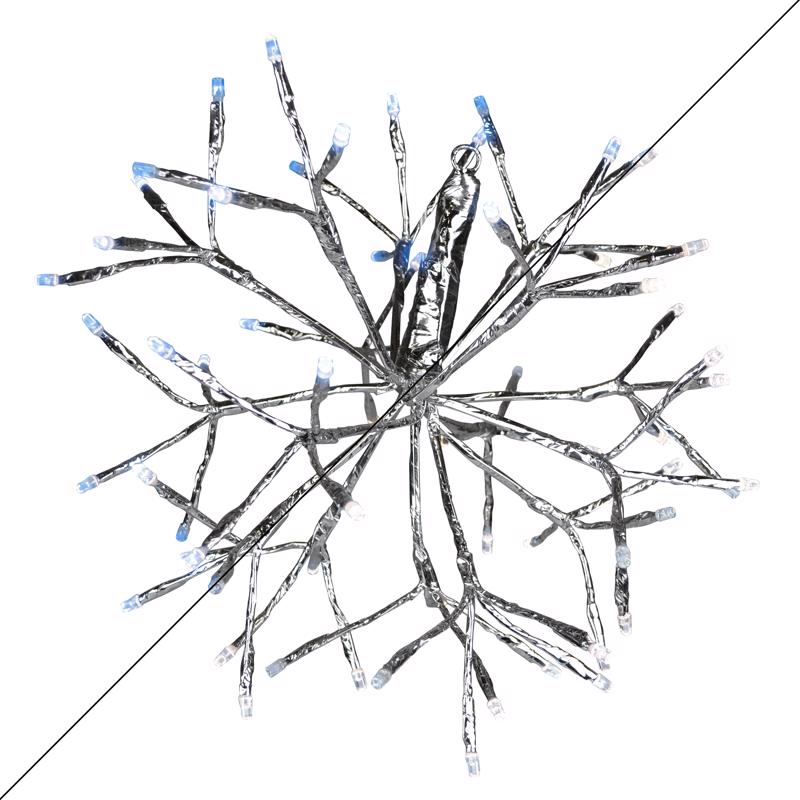 Celebrations Platinum LED Blue/Pure White Rechargeable Shimmering Sphere 12 in. Hanging Decor