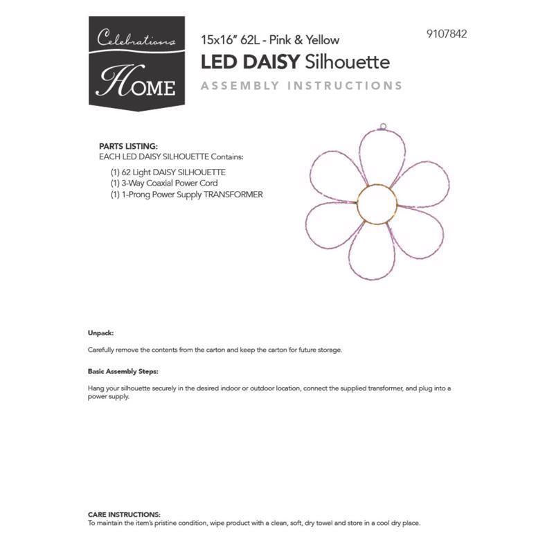 Celebrations Daisy Flower Silhouette Window Decor Metal 1 pk