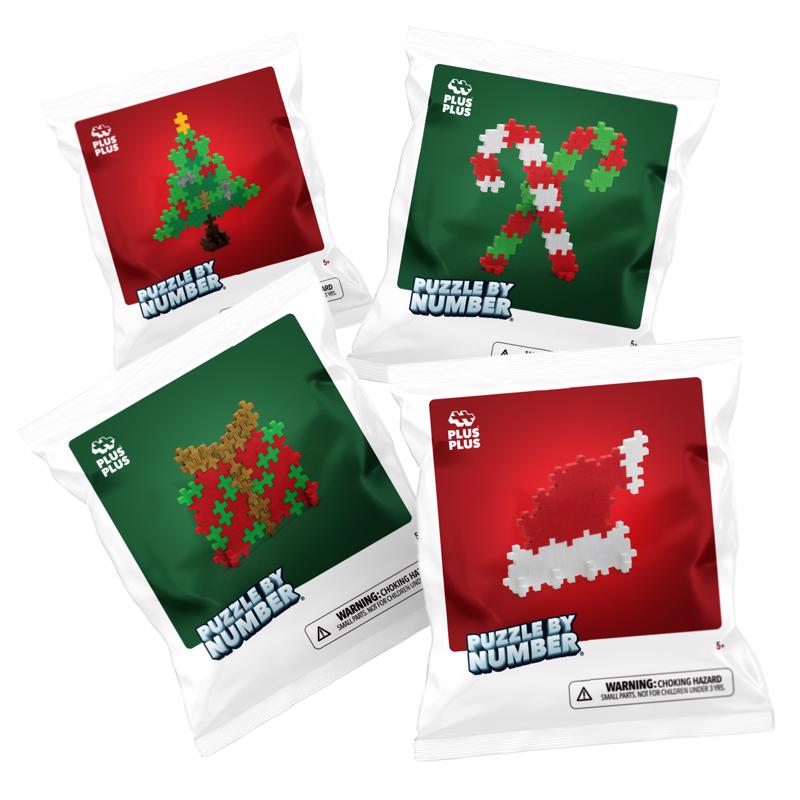 Plus-Plus Puzzle By Number Christmas Builds Building Set Multicolored 48 pc, Pack of 48