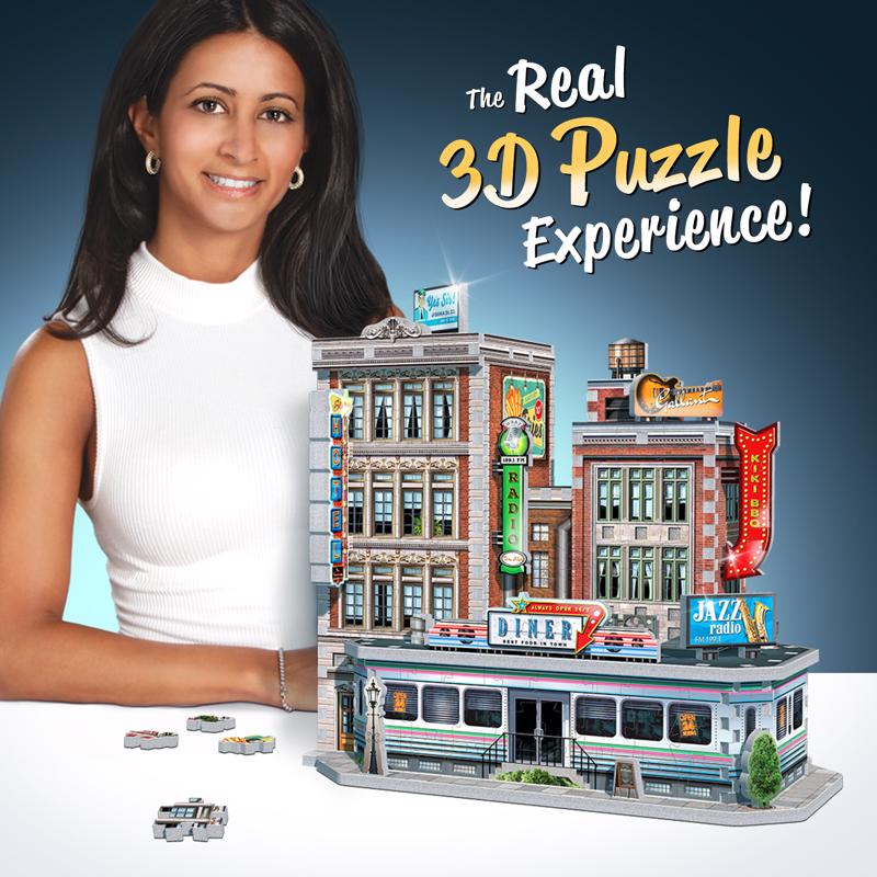 Wrebbit3D Urbania 1950's Diner 3D Jigsaw Puzzle Multicolored 425 pc