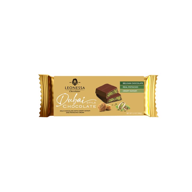 Leonessa Milk Chocolate,with Pistachio Cream Chocolate Bar 3.5 oz, Pack of 12