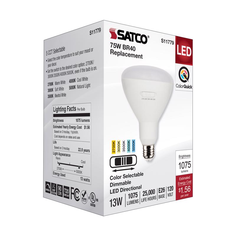 Satco BR40 E26 (Medium) LED Bulb Tunable White/Color Changing 75 Watt Equivalence 1 pk