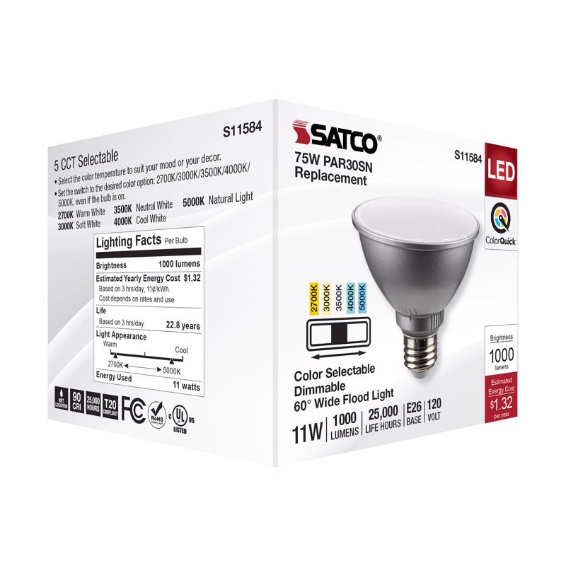 Satco PAR30SN E26 (Medium) LED Bulb Tunable White/Color Changing 75 Watt Equivalence 1 pk