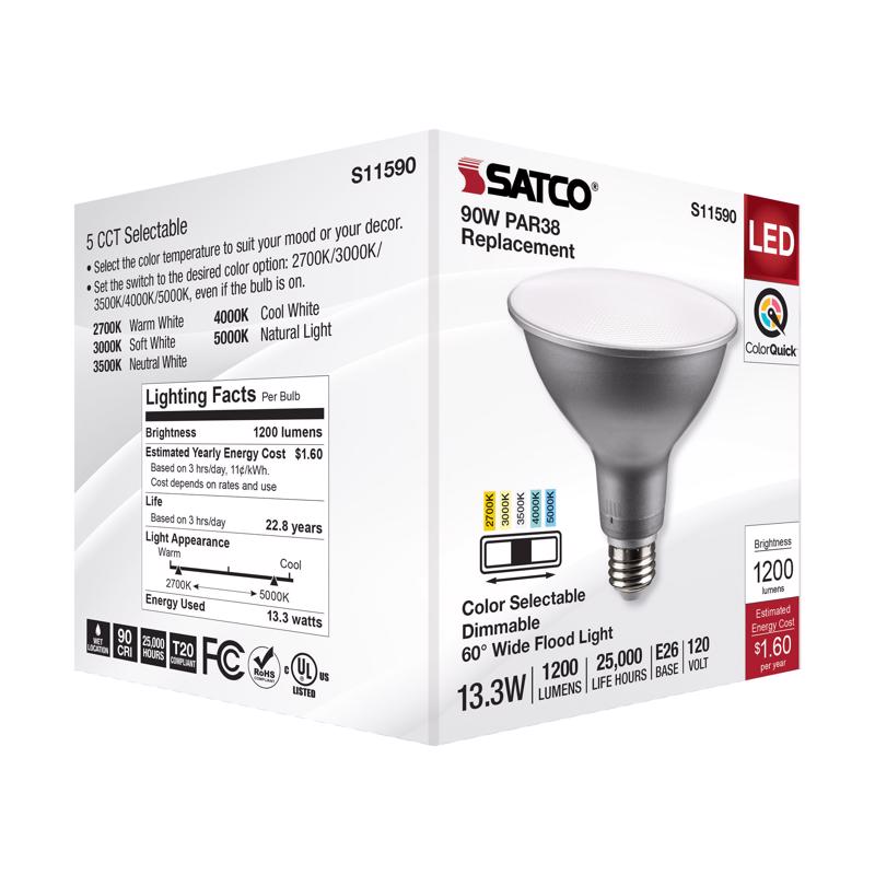 Satco PAR38 E26 (Medium) LED Bulb Tunable White/Color Changing 90 Watt Equivalence 1 pk