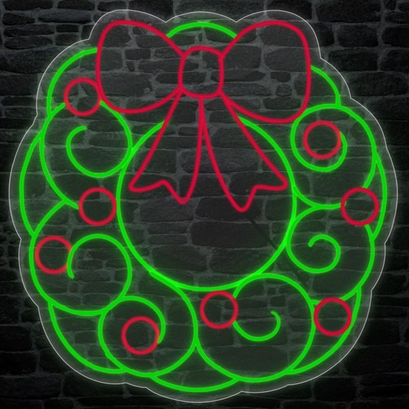 Luxe Light Decor LED Red and Green Christmas Wreath Hanging Decor, Pack of 5