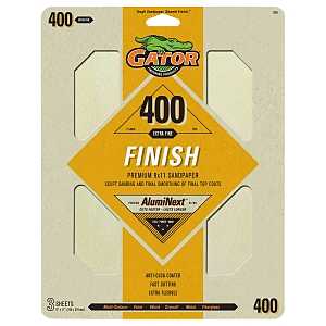 Gator 7268 Premium Sandpaper, 9 in W, 11 in L, 400 Grit, Fine, Latex Backing