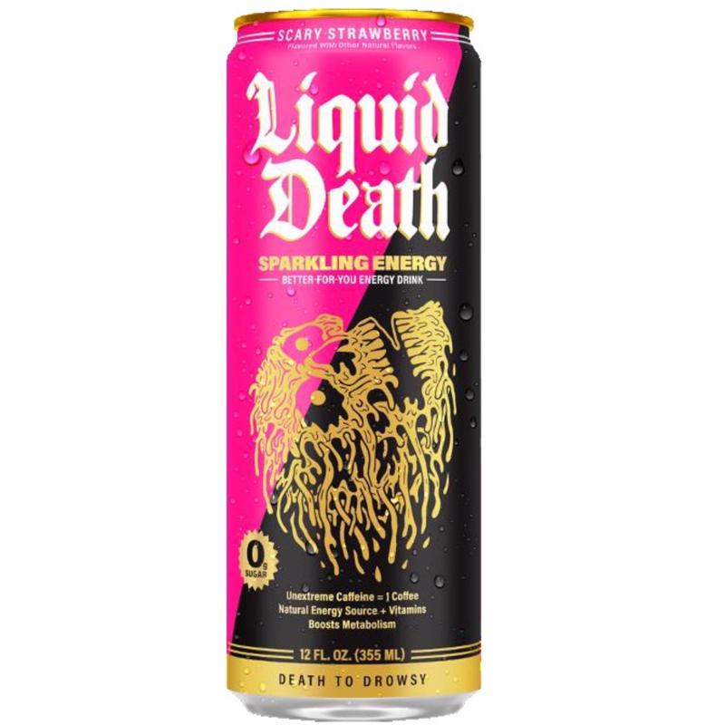 Liquid Death Sugar Free Strawberry Energy Drink, Pack of 12