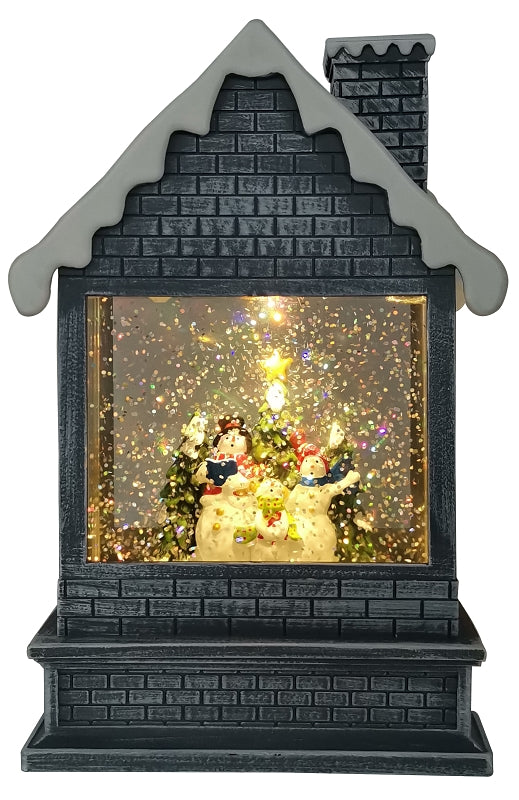 Santas Forest 92816 House w/Snowman Choir, 13-1/2 in H, Christmas, Plastic, Gray, Pack of 6