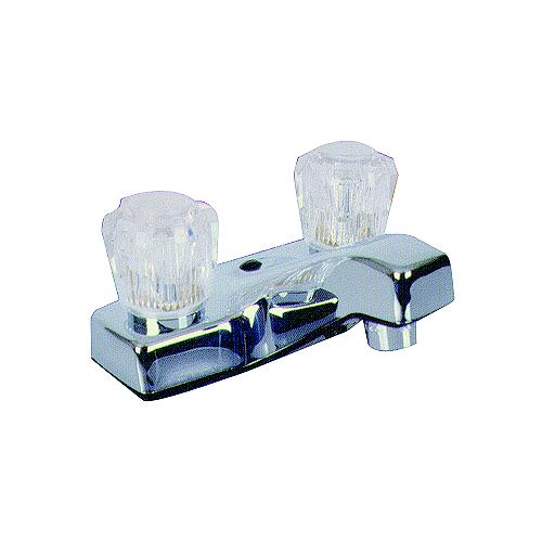Valterra Phoenix PF212307 Chrome Finish Two Handle 4" Lavatory RV Bathroom Faucet with Clear Acrylic Knobs