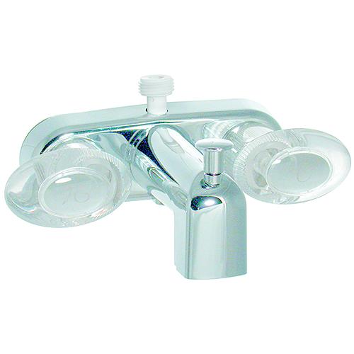 Valterra PF223361 Catalina Two Handle RV Tub Diverter Faucet, Chrome w/Clear Handles