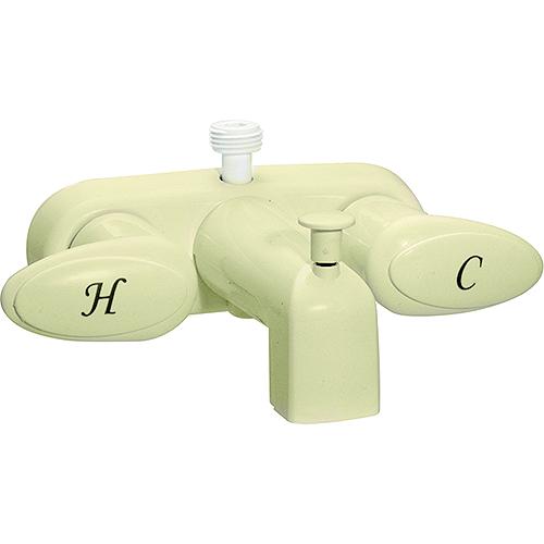 Valterra PF223161 Catalina Two Handle RV Tub Diverter Faucet, Biscuit w/Biscuit Handles