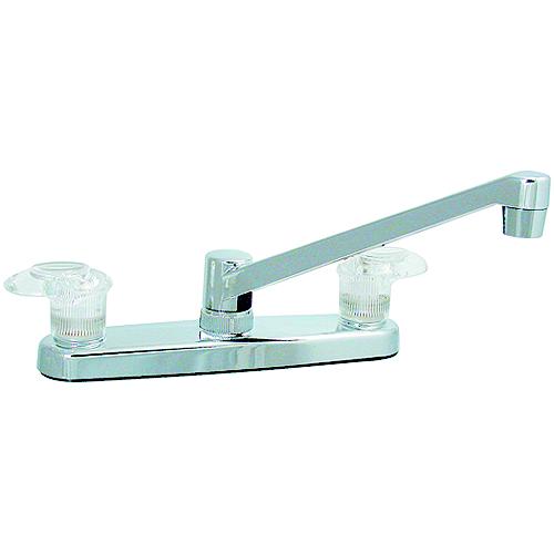 Valterra Catalina PF221301 Chrome Finish Two Handle 8" RV Kitchen Faucet with Clear Acrylic Knobs