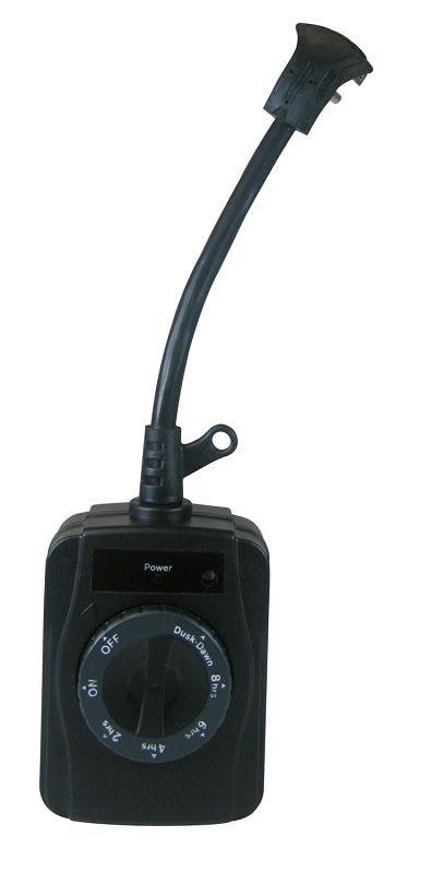 PowerZone TNOCD002 Countdown Timer with Photo Sensor, 15 A, 125 V, 1875 W, 2-Outlet, Black