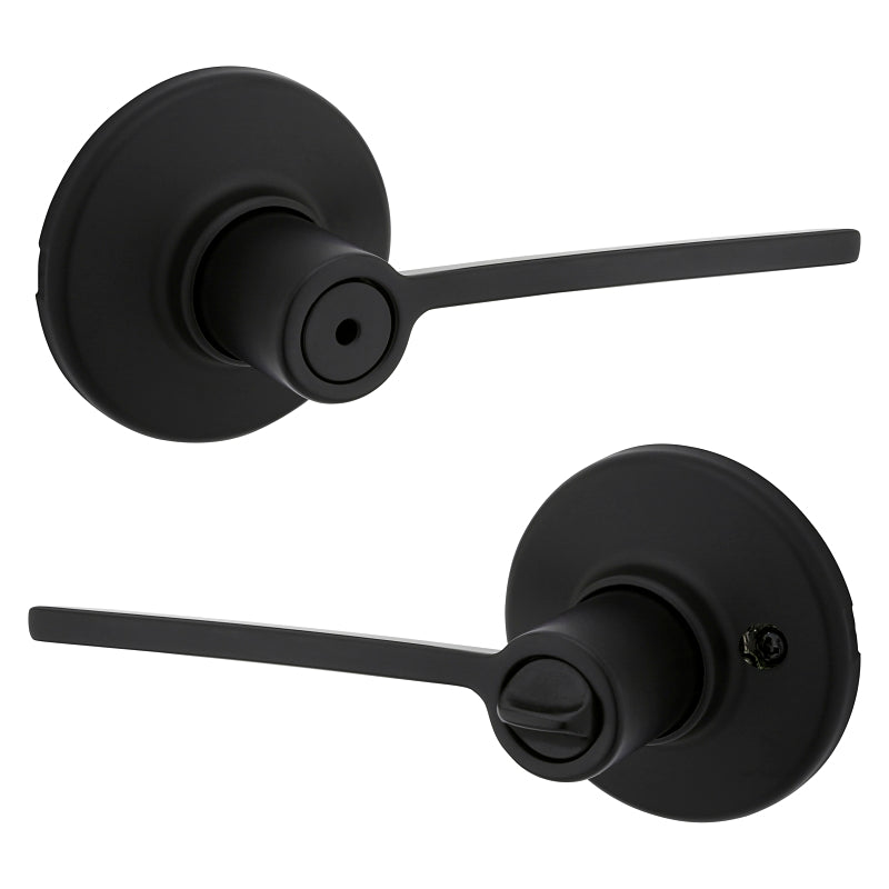 Kwikset Ladera Series 300LRL RDT 514 CP Privacy Lockset, Lever Handle, Matte, Zinc, Black, Left, Right Hand