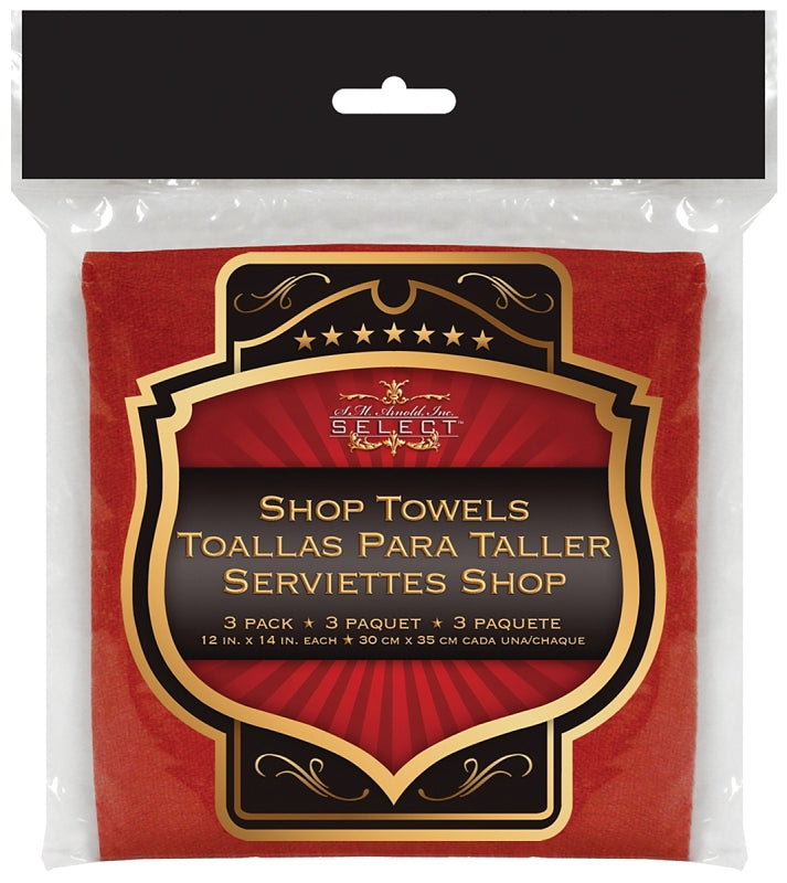 SM Arnold SELECT 85-760 Shop Towel, 14 in L, 12 in W, Red