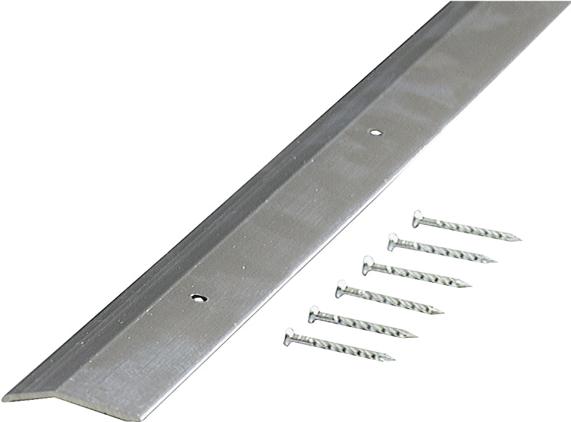 M-D 66092 Carpet Trim, 36 in L, 1.38 in W, Smooth Surface, Aluminum, Polished