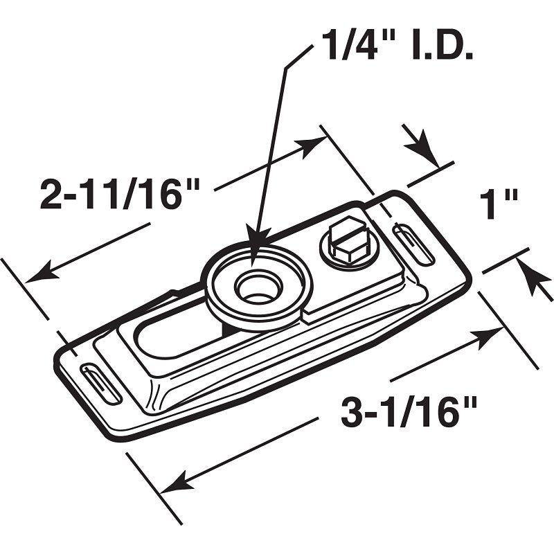 Prime-Line N 6711 Pivot Bracket, 3-1/16 in L x 1 in W x 1/4 in ID Dimensions, Nylon/Steel