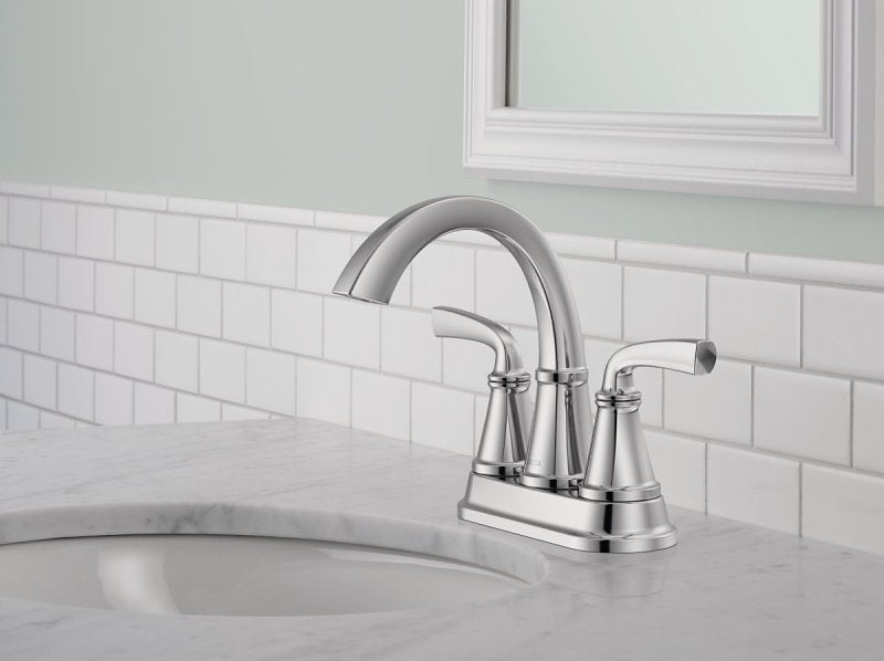 Delta Geist Series 25864LF Bathroom Faucet, 1.2 gpm, 2-Faucet Handle, 3-Faucet Hole, Chrome, 4 in Faucet Centers