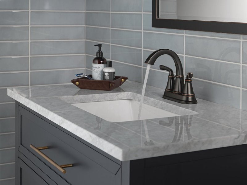 Delta Geist Series 25864LF-OB Centerset Bathroom Faucet, 1.2 gpm, 2-Faucet Handle, 3-Faucet Hole, Metal, Lever Handle