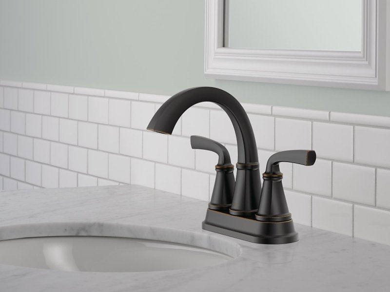 Delta Geist Series 25864LF-OB Centerset Bathroom Faucet, 1.2 gpm, 2-Faucet Handle, 3-Faucet Hole, Metal, Lever Handle