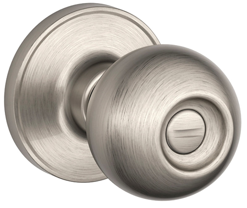 Schlage Corona Series J40 CNA 619 Privacy Lockset, Round Design, Knob Handle, Satin Nickel, Metal, ADA Compliant