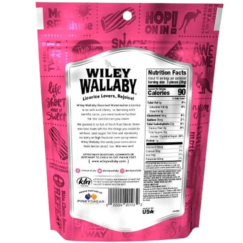 Wiley Wallaby 633457 Licorice, Chewy, Watermelon, 10 oz Bag, Pack of 10